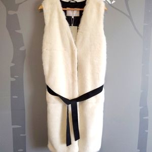 In Wear "Bernice Waistcoat" - White smoke faux fur long vest Size 42/USA 14
